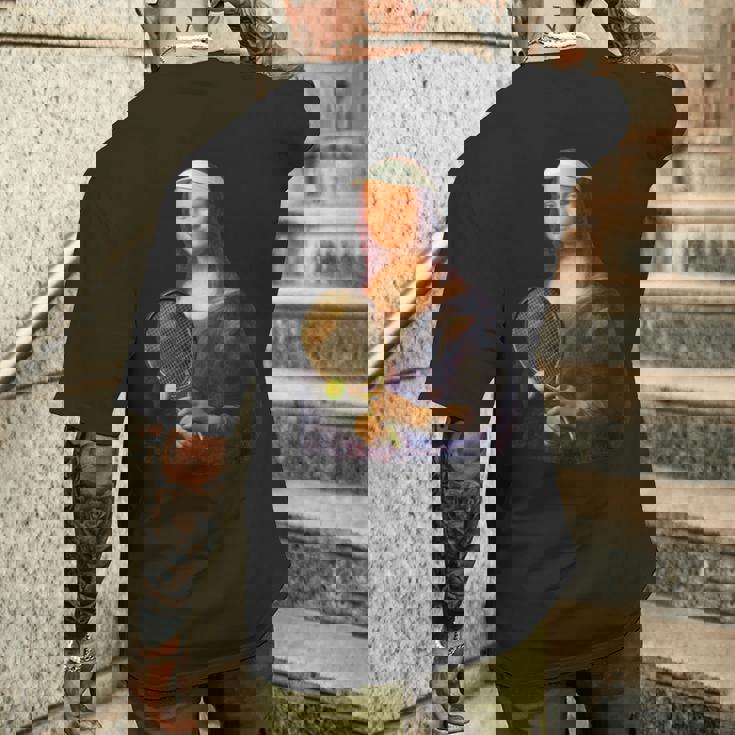 面白いtシャツ テニス モナリザ おもしろ 服 ネタ メンズ テニス部 おもしろグッズ 大人 子供 メンズTシャツ バックプリント 彼への贈り物