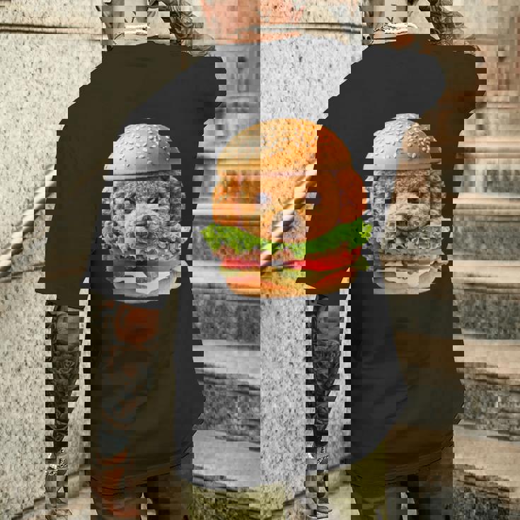 面白いtシャツ トイプードル 犬 ハンバーガー メンズ 犬好き グッズ かわいい おもしろ 面白い 服 ネタ メンズTシャツ バックプリント 彼への贈り物