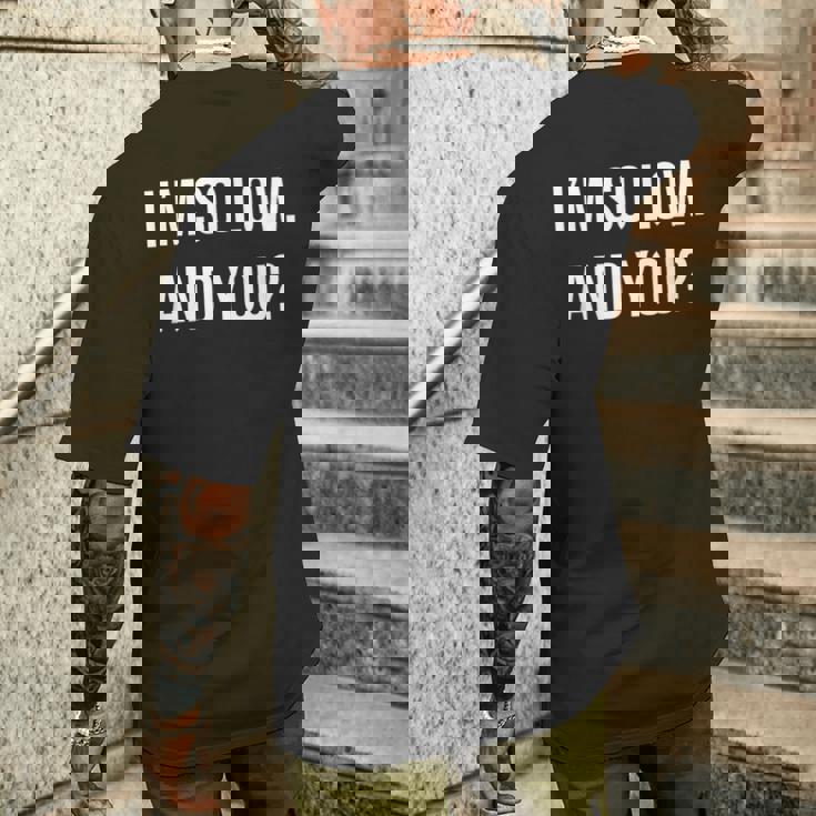 面白いtシャツ 下ネタ 文字 ダジャレ メンズ おもしろtシャツ ジョーク 男性用 英語 I'mo Low メンズTシャツ バックプリント 彼への贈り物