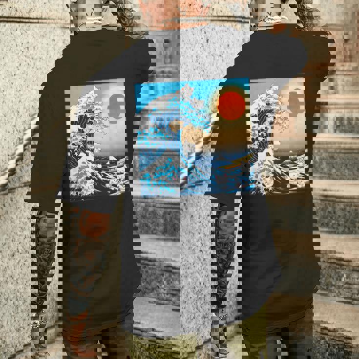 面白いtシャツ 猫 ネコ 浮世絵 海 メンズ 猫好き グッズ おもしろ 面白い 服 ネタ にゃんこ 猫の下僕 メンズTシャツ バックプリント 彼への贈り物