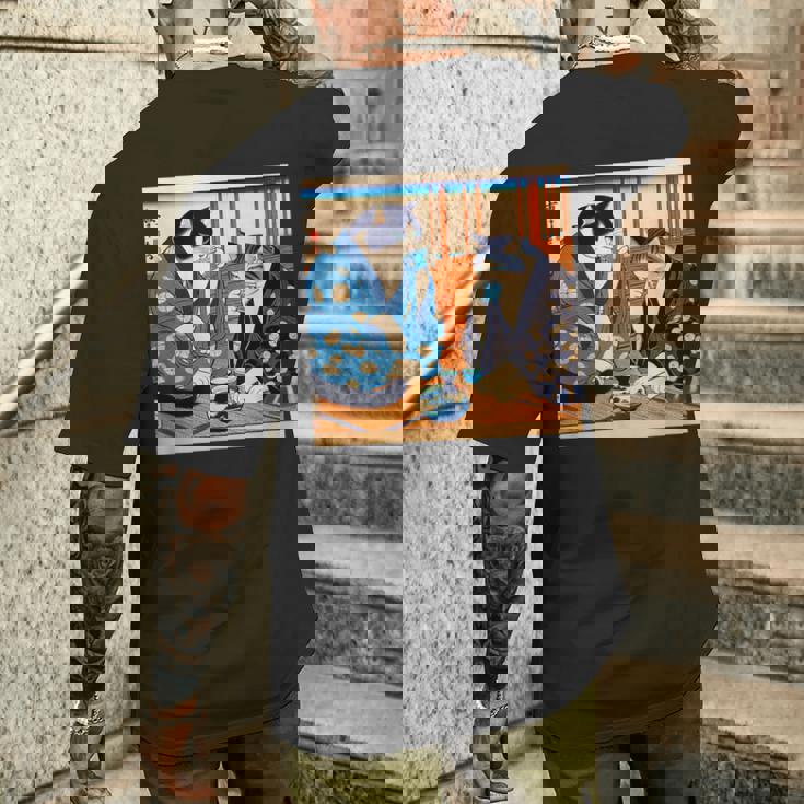 面白いtシャツ 猫 ネコ 酒 メンズ 猫好き グッズ おもしろ 面白い 服 ネタ にゃんこ 猫の下僕 浮世絵 メンズTシャツ バックプリント 彼への贈り物