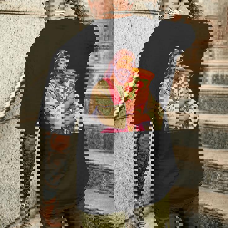 面白いイエスピザ愛好家クリスチャンユーモアtシャツ ピザジョーク メンズTシャツ バックプリント 彼への贈り物