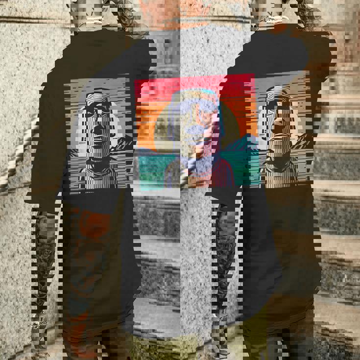 面白いイースター島像 レトロなモアイヘッドラパヌイv3 メンズTシャツ バックプリント 彼への贈り物