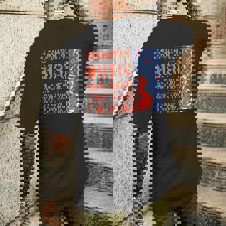 面白いカントリーミュージック&ビール音楽祭 アコースティックギター メンズTシャツ バックプリント 彼への贈り物