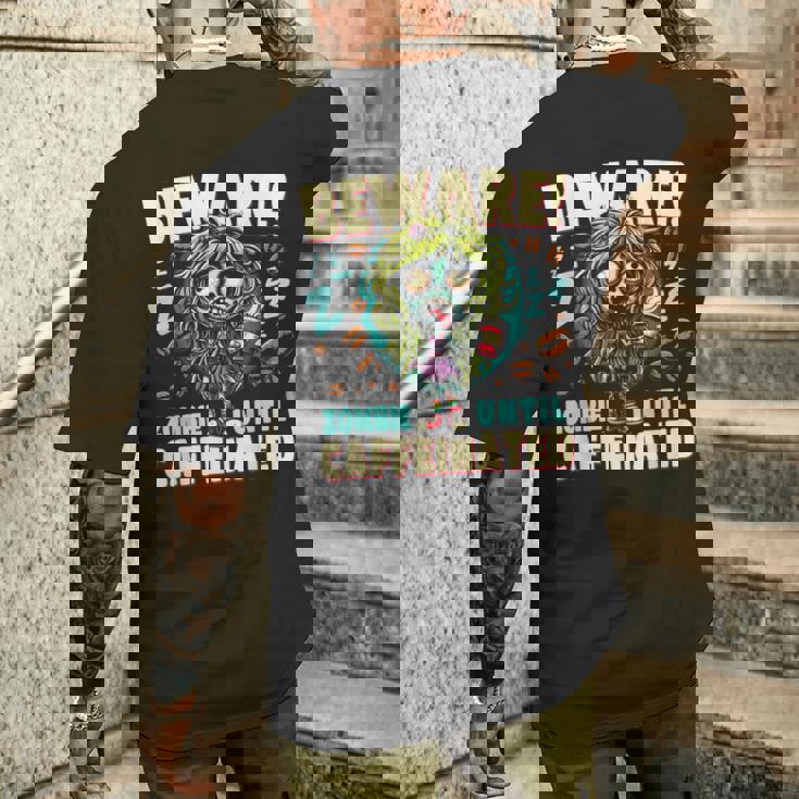 面白いコーヒーゾンビガール、カフェインが入るまでゾンビに注意 メンズTシャツ バックプリント 彼への贈り物