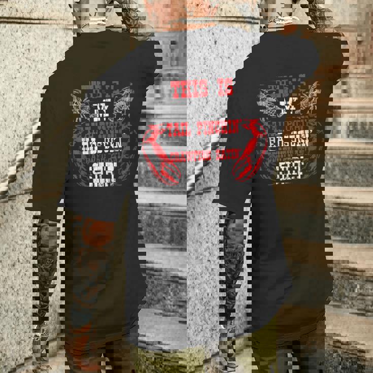 面白いザリガニの恋人シーフードザリガニを食べる メンズTシャツ バックプリント 彼への贈り物