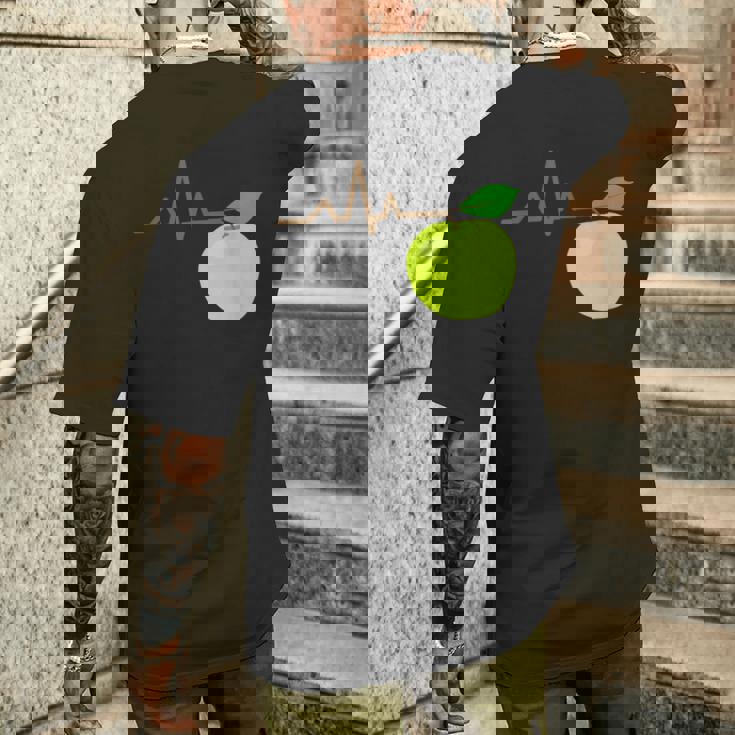 面白いハートビートekgアップルフルーツフルーツアップルギフト メンズTシャツ バックプリント 彼への贈り物