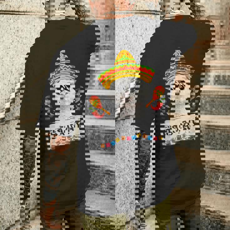 面白いパーティー かわいいビション・フリーゼ ソンブレロ サングラス メンズTシャツ バックプリント 彼への贈り物