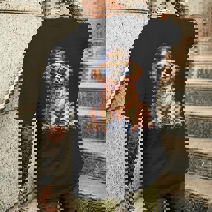 面白いビデオゲーム グラフィック イエロー ラブラドール犬 遊ぶゲーム メンズTシャツ バックプリント 彼への贈り物