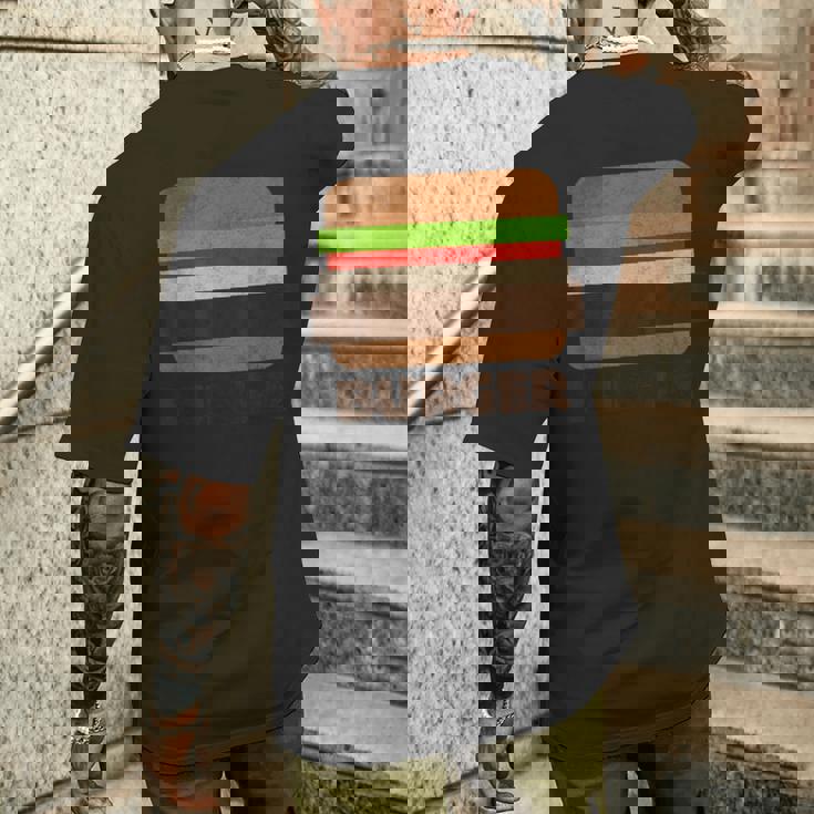 面白いフードハンバーガーのグラフィック。男性と男の子用。 メンズTシャツ バックプリント 彼への贈り物