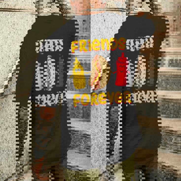 面白いホットドッグソーセージ ケチャップ&マスタード I ホットドッグ メンズTシャツ バックプリント 彼への贈り物