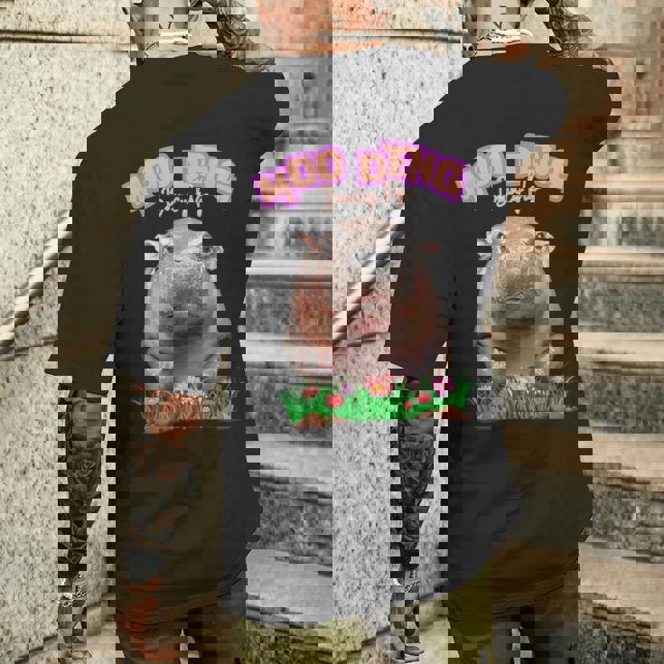 面白いムーデンかわいい赤ちゃんの有名なピグミーカバ メンズTシャツ バックプリント 彼への贈り物