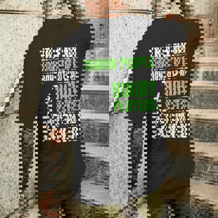 面白いラグビーコーチ、選手、ファンのラグビー。 メンズTシャツ バックプリント 彼への贈り物