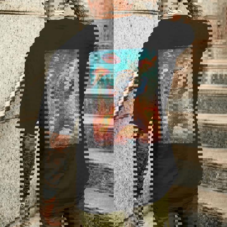 面白いレトロな日本の怪獣モンスターカワウソの自撮り写真東京ufo メンズTシャツ バックプリント 彼への贈り物