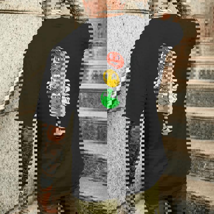 面白い信号機 コミック 漫画の信号機 メンズTシャツ バックプリント 彼への贈り物