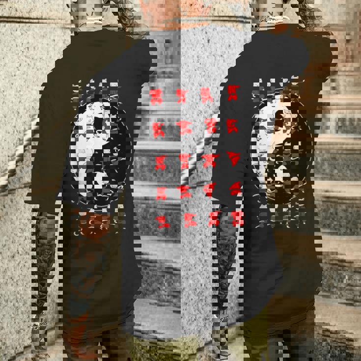 面白い太極拳猫が陰陽のデザインを動かす メンズTシャツ バックプリント 彼への贈り物