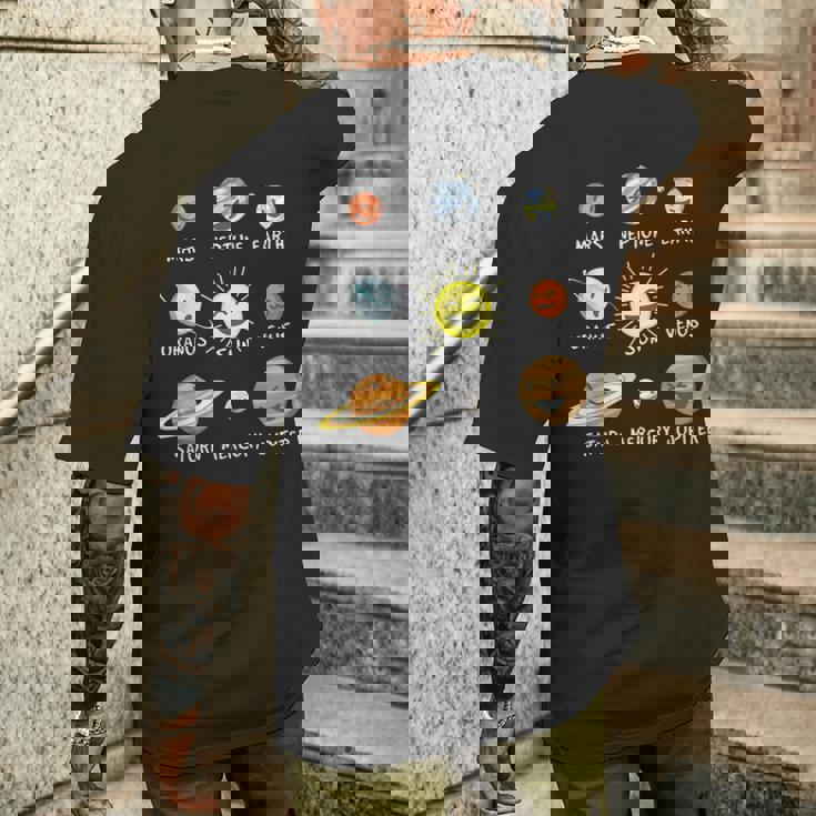 面白い太陽系-プラネット・スウィート・チルドレン物理学者 メンズTシャツ バックプリント 彼への贈り物