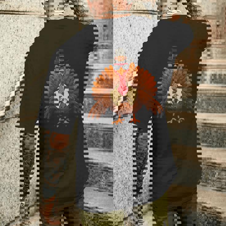 面白い感謝祭の七面鳥とサングラス皮肉なディナー メンズTシャツ バックプリント 彼への贈り物