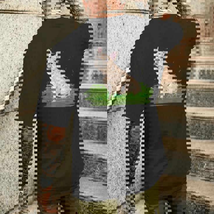 面白い手描きの犬-フレンチブルドッグ愛好家の贈り物 French Bulldogs Lovers メンズTシャツ バックプリント 彼への贈り物