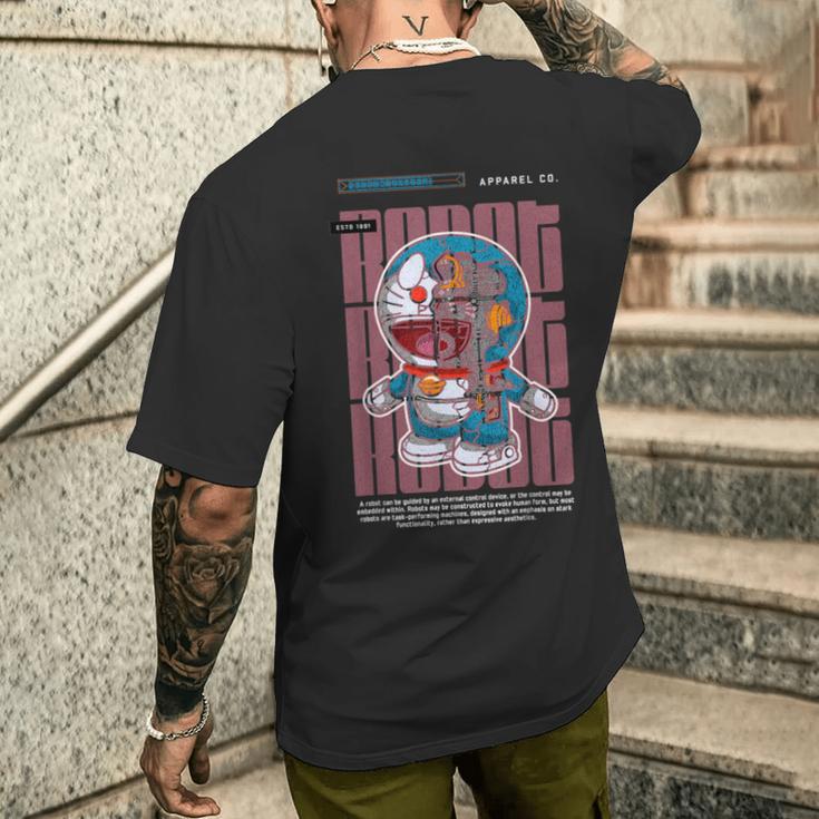 面白い日本のアニメスタイルアート ビンテージアニメ ロボットアートアニメ メンズTシャツ バックプリント 彼への贈り物