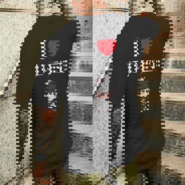 面白い柔術スポーツミニマリストかわいいシンプル柔術 I Love Jiu Jitsu メンズTシャツ バックプリント 彼への贈り物