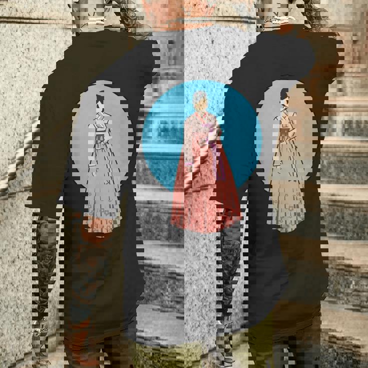 韓国伝統韓服を着た韓国の美少女 メンズTシャツ バックプリント 彼への贈り物