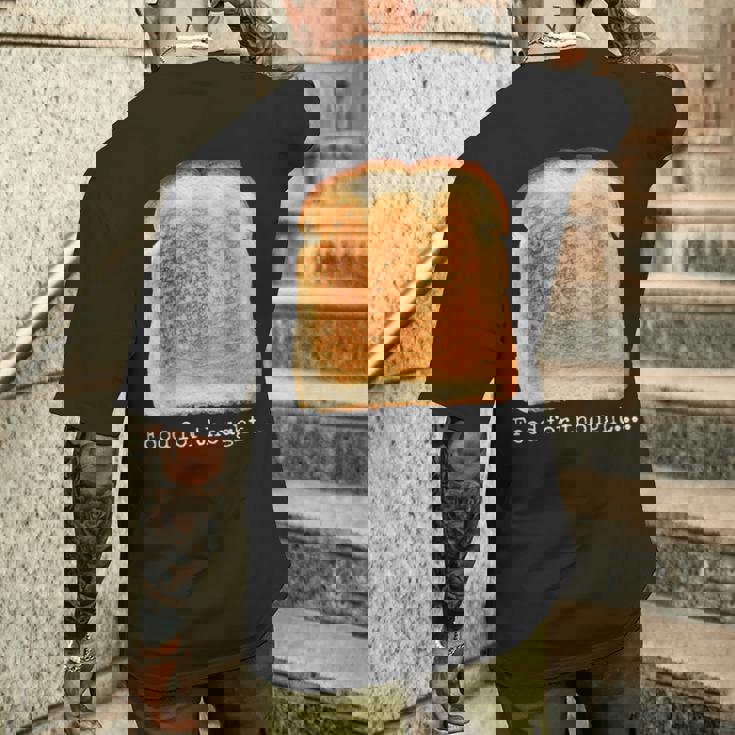 食パン トースト 食べ物 思考 おもしろい グルテンフリー ノベルティ メンズTシャツ バックプリント 彼への贈り物