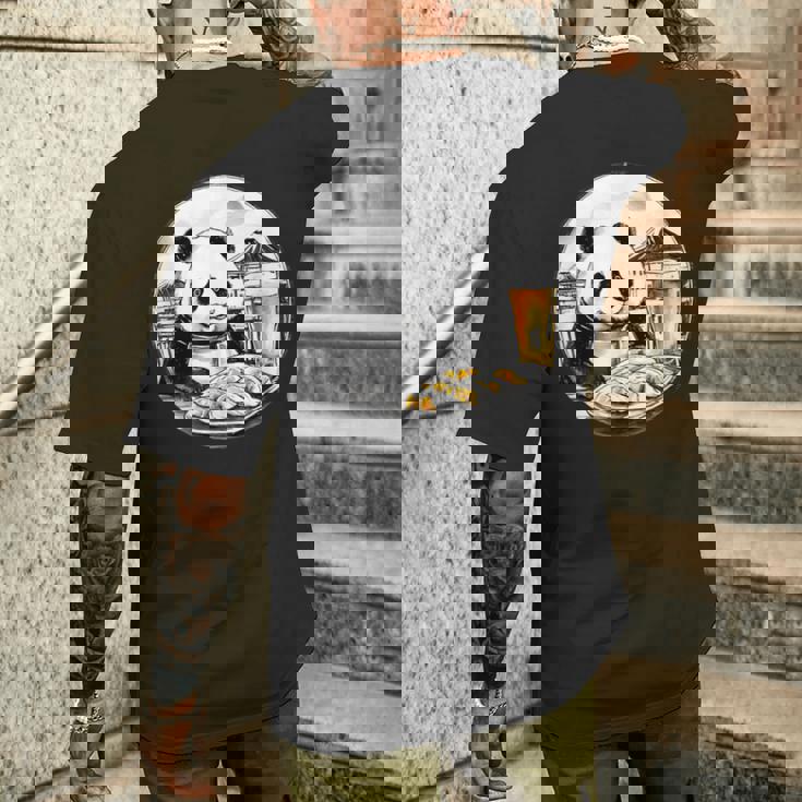 餃子 パンダ おもしろ 面白い ギョーザ ビール 和風 メンズTシャツ バックプリント 彼への贈り物