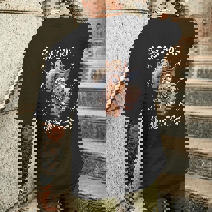 馬のために働いてます メンズTシャツ バックプリント 彼への贈り物