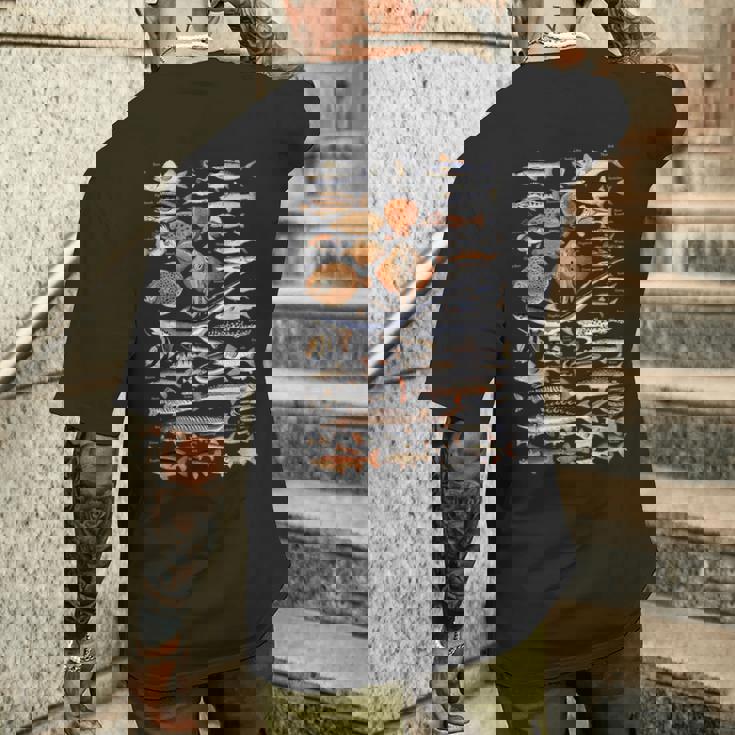 魚の概要と名前。 メンズTシャツ バックプリント 彼への贈り物