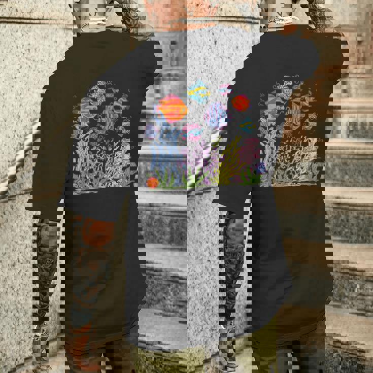 魚の養殖 魚の飼育 熱帯魚 メンズTシャツ バックプリント 彼への贈り物