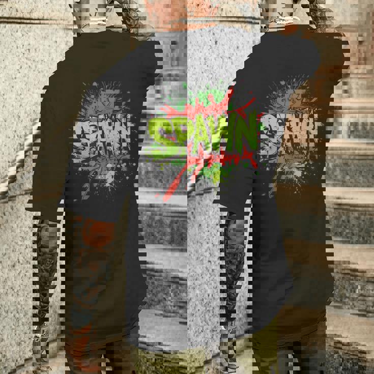 鮮やかな色とクールなスポーンステートメントコスチューム。 メンズTシャツ バックプリント 彼への贈り物