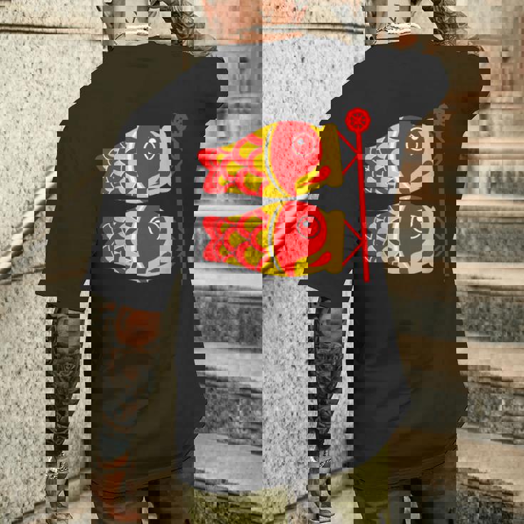 鯉 鯉 漢字 鯉のぼり 旗 メンズTシャツ バックプリント 彼への贈り物