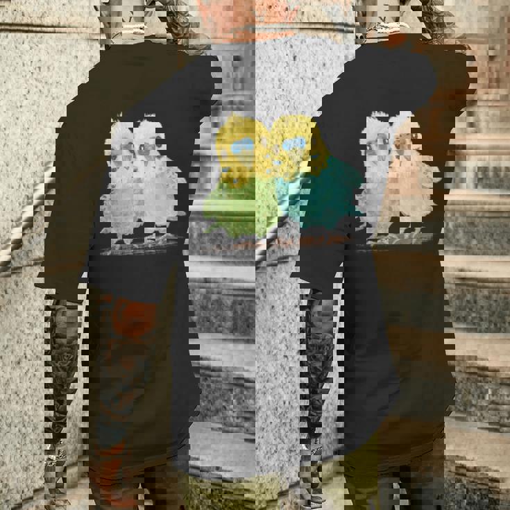 鳥 インコ かわいい ペット おもしろ 動物 イラスト メンズTシャツ バックプリント 彼への贈り物