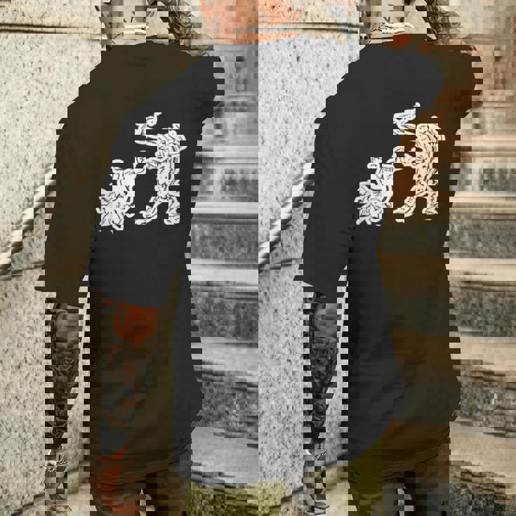 鳥獣戯画《蛙と兎・相撲》かえる うさぎ【日本・世界の名画】日本画 和柄 美術館アート メンズTシャツ バックプリント 彼への贈り物