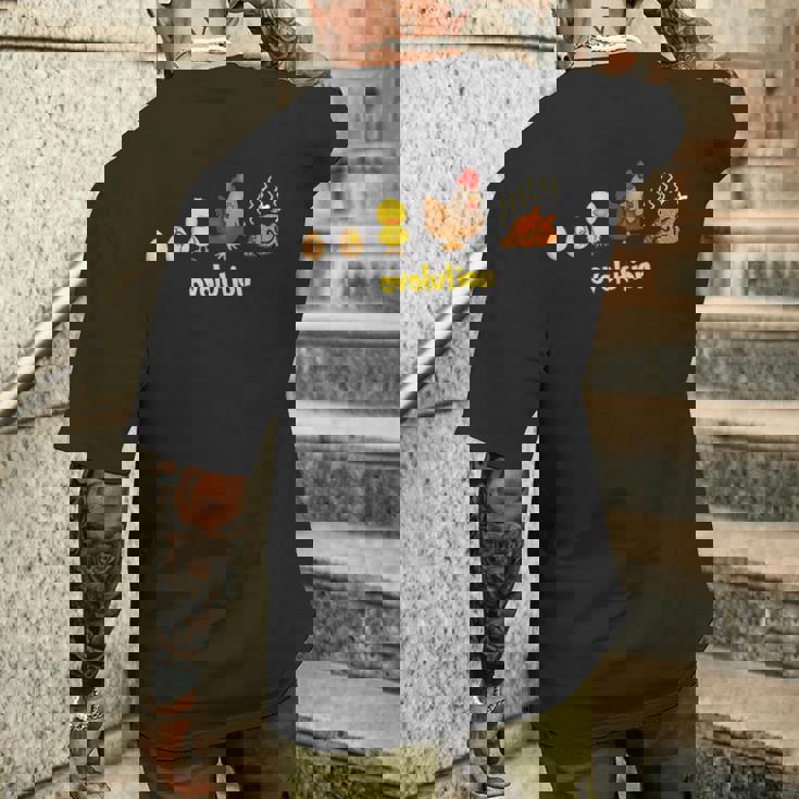 おもしろ 鶏の一生 Ovolution 食物連鎖 メンズTシャツ バックプリント 彼への贈り物