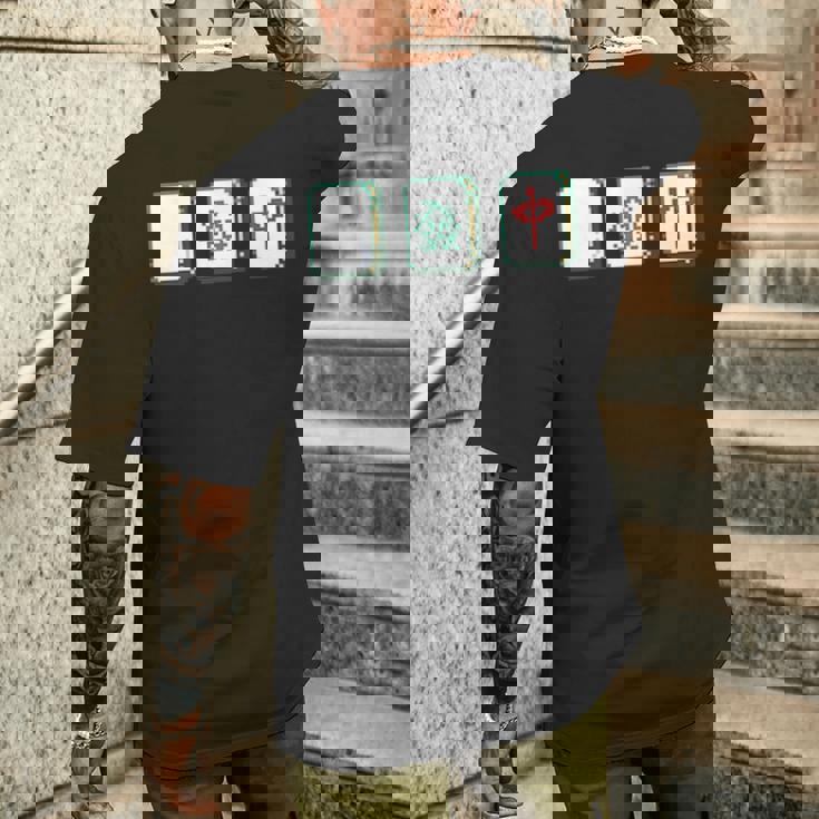 麻雀 白 發 中 Mahjong 麻雀牌 発 メンズTシャツ バックプリント 彼への贈り物