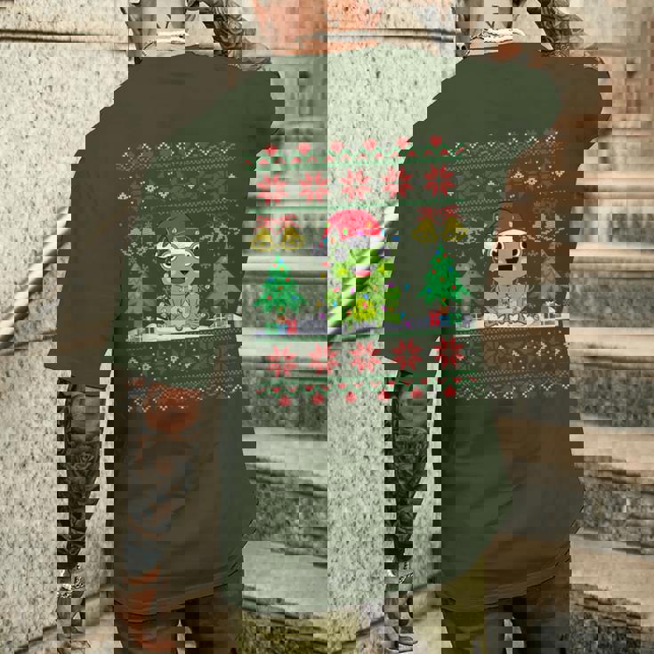 Frog Wearinganta Hat Christmas Lights Xmas Frog メンズTシャツ バックプリント 彼への贈り物