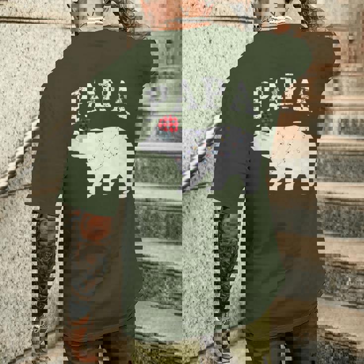 Papa Bear Xmas Buffalo Plaid Lights Matching Family Pajama メンズTシャツ バックプリント 彼への贈り物