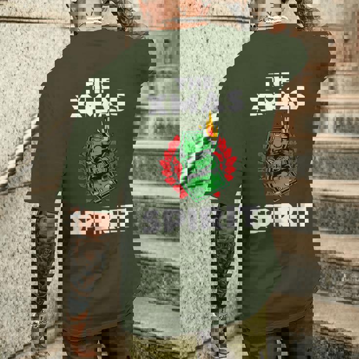 面白いクリスマス「The Xmaspirit」グラフィック メンズTシャツ バックプリント 彼への贈り物