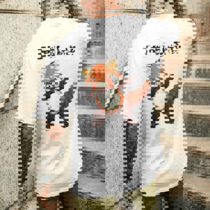 50歩 ひゃっちゃほ レッサーパンダ ネタ 格言 名言 ジョーク ギャグ ダジャレ ツッコミ 面白い 半袖 メンズTシャツ バックプリント 彼への贈り物