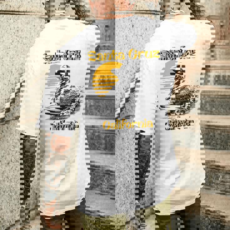 70S 80S Ca レトロ サーフィン ペリカン サンタクルーズ メンズTシャツ バックプリント 彼への贈り物