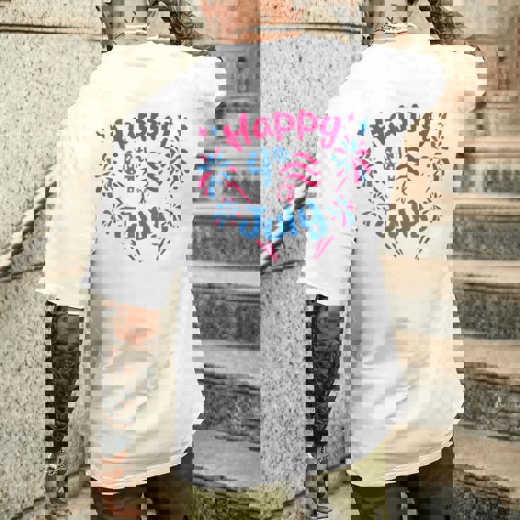 7月4日 花火監督 おかしな家族花火 メンズTシャツ バックプリント 彼への贈り物