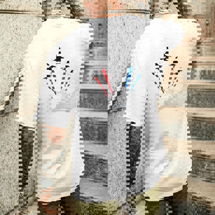 7月4日アメリカ独立記念日戦闘機ジェットクールグラフィック メンズTシャツ バックプリント 彼への贈り物