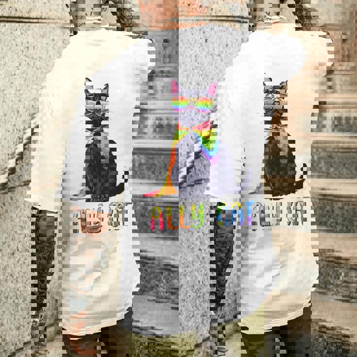 Ally Cat Lgbtゲイプライド月間2025レインボー平等権 メンズTシャツ バックプリント 彼への贈り物