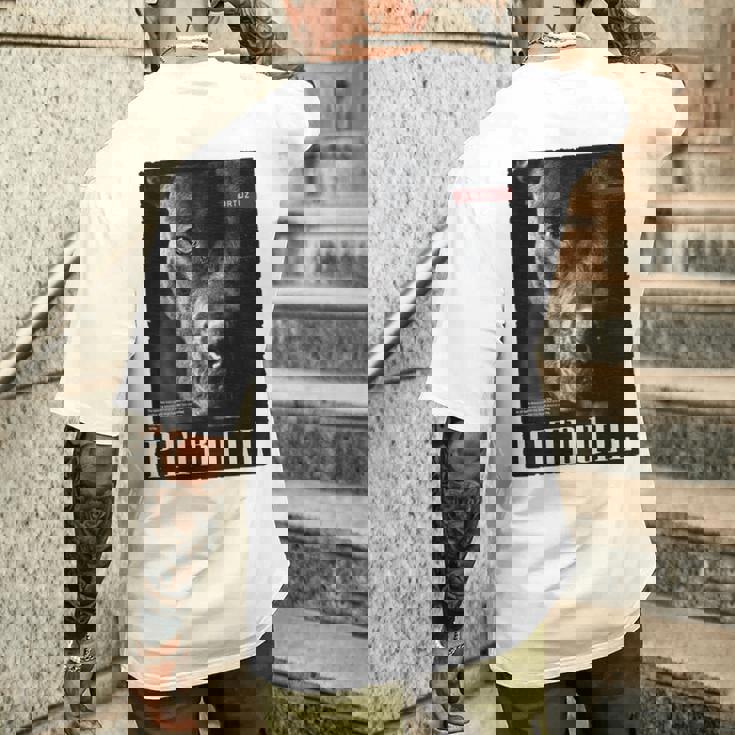 Backprint 野生の犬ピットブルテリアのポートレートブルドッグのバックプリントピットブル メンズTシャツ バックプリント 彼への贈り物