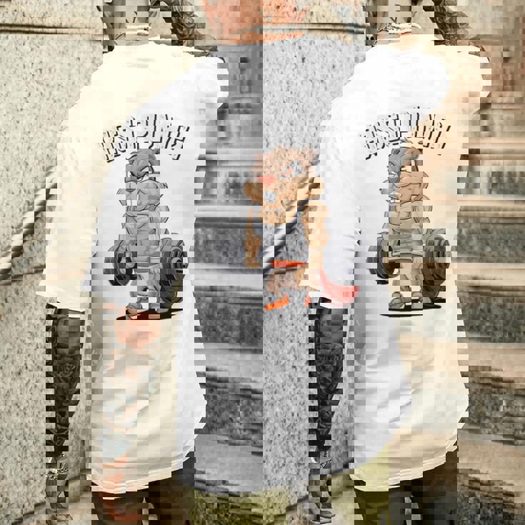 Bissi Pumpi Gym Fitness Meme Bobr Bissi Pumpi Bober メンズTシャツ バックプリント 彼への贈り物