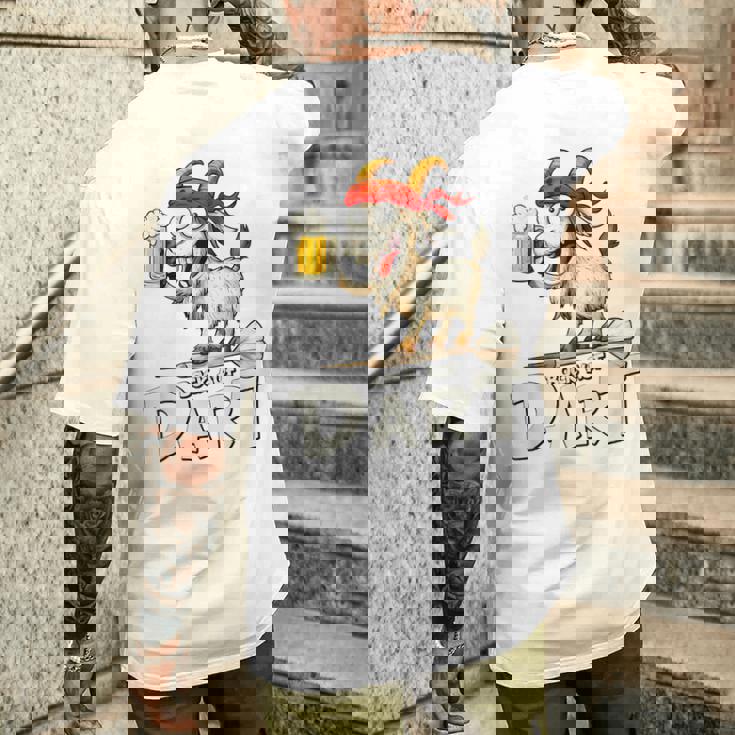 Bock Auf Dart ヤギとビールジョッキ 面白いダーツプレーヤー メンズTシャツ バックプリント 彼への贈り物