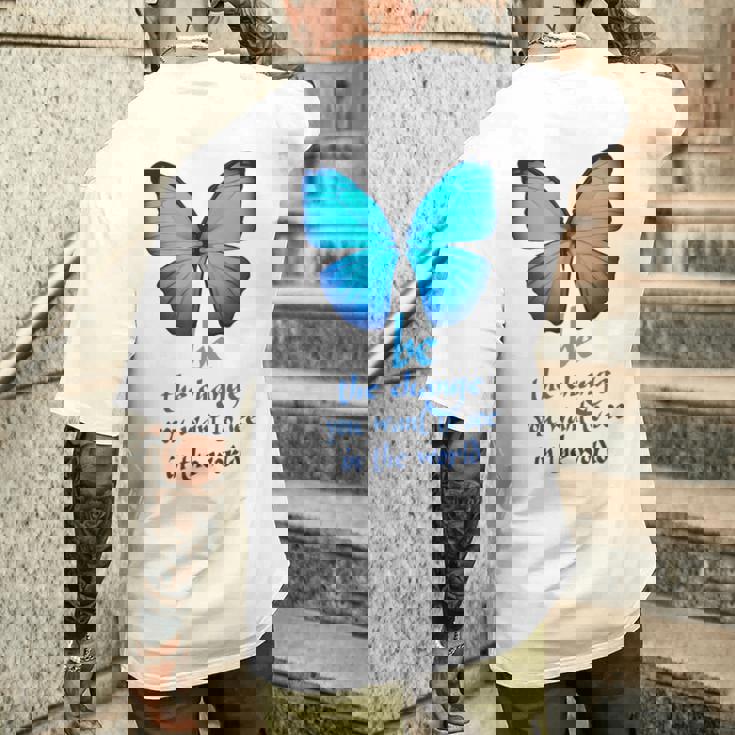 Be The Change 蝶 メンズTシャツ バックプリント 彼への贈り物