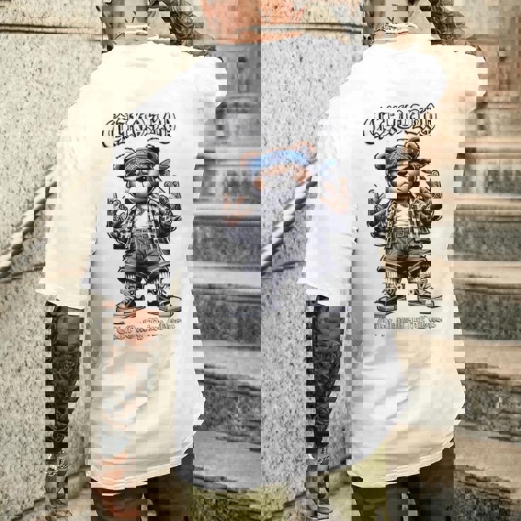 CHOLO Chu Only Live Once ヒップホップ テディベア チカーノ アート メンズTシャツ バックプリント 彼への贈り物